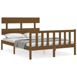 vidaXL Massivholzbett mit Kopfteil Honigbraun 120x200 cm