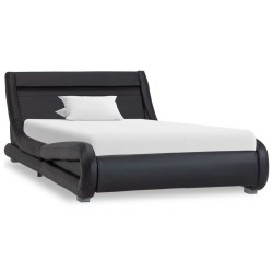 Bettgestell mit LED Schwarz Kunstleder 90x200 cm