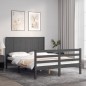 vidaXL Massivholzbett mit Kopfteil Grau 120x200 cm vidaXL Massivholzbett mit Kopfteil Grau 120x200 cm