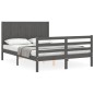 vidaXL Massivholzbett mit Kopfteil Grau 120x200 cm vidaXL Massivholzbett mit Kopfteil Grau 120x200 cm