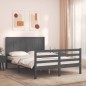 vidaXL Massivholzbett mit Kopfteil Grau 120x200 cm vidaXL Massivholzbett mit Kopfteil Grau 120x200 cm