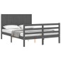 vidaXL Massivholzbett mit Kopfteil Grau 120x200 cm vidaXL Massivholzbett mit Kopfteil Grau 120x200 cm