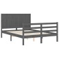 vidaXL Massivholzbett mit Kopfteil Grau 120x200 cm vidaXL Massivholzbett mit Kopfteil Grau 120x200 cm