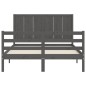 vidaXL Massivholzbett mit Kopfteil Grau 120x200 cm vidaXL Massivholzbett mit Kopfteil Grau 120x200 cm