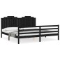 vidaXL Massivholzbett mit Kopfteil Schwarz 200x200 cm vidaXL Massivholzbett mit Kopfteil Schwarz 200x200 cm