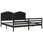 vidaXL Massivholzbett mit Kopfteil Schwarz 200x200 cm vidaXL Massivholzbett mit Kopfteil Schwarz 200x200 cm