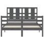 vidaXL Massivholzbett mit Kopfteil Grau 140x190 cm vidaXL Massivholzbett mit Kopfteil Grau 140x190 cm