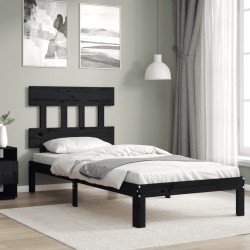 vidaXL Massivholzbett mit Kopfteil Schwarz 90x200 cm