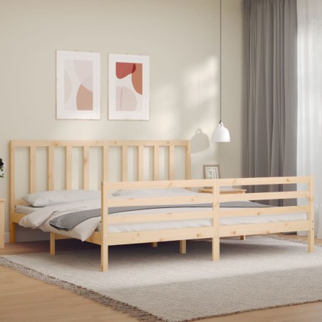 vidaXL Massivholzbett mit Kopfteil 200x200 cm