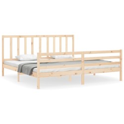 vidaXL Massivholzbett mit Kopfteil 200x200 cm