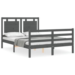 vidaXL Massivholzbett mit Kopfteil Grau 120x200 cm