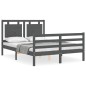 vidaXL Massivholzbett mit Kopfteil Grau 120x200 cm vidaXL Massivholzbett mit Kopfteil Grau 120x200 cm