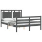 vidaXL Massivholzbett mit Kopfteil Grau 120x200 cm vidaXL Massivholzbett mit Kopfteil Grau 120x200 cm