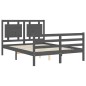 vidaXL Massivholzbett mit Kopfteil Grau 120x200 cm vidaXL Massivholzbett mit Kopfteil Grau 120x200 cm