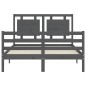 vidaXL Massivholzbett mit Kopfteil Grau 120x200 cm vidaXL Massivholzbett mit Kopfteil Grau 120x200 cm