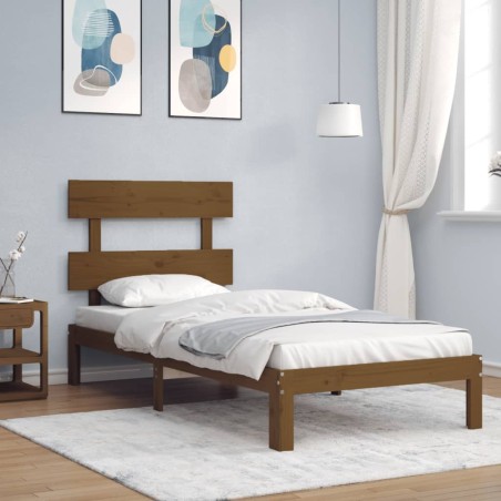 vidaXL Massivholzbett mit Kopfteil Honigbraun 90x200 cm