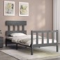 vidaXL Massivholzbett mit Kopfteil Grau 100x200 cm vidaXL Massivholzbett mit Kopfteil Grau 100x200 cm