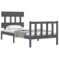 vidaXL Massivholzbett mit Kopfteil Grau 100x200 cm vidaXL Massivholzbett mit Kopfteil Grau 100x200 cm