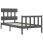 vidaXL Massivholzbett mit Kopfteil Grau 100x200 cm vidaXL Massivholzbett mit Kopfteil Grau 100x200 cm
