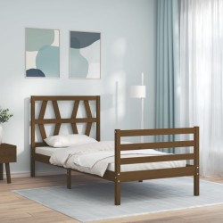 vidaXL Massivholzbett mit Kopfteil Honigbraun 100x200 cm