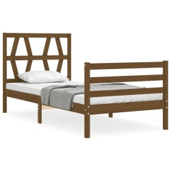 vidaXL Massivholzbett mit Kopfteil Honigbraun 100x200 cm