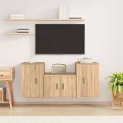 vidaXL 3-tlg. TV-Schrank-Set Sonoma-Eiche Holzwerkstoff