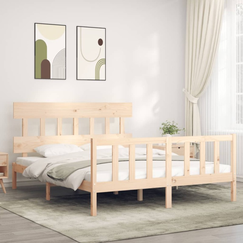 vidaXL Massivholzbett mit Kopfteil vidaXL Massivholzbett mit Kopfteil
