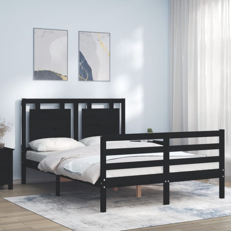 vidaXL Massivholzbett mit Kopfteil Schwarz 120x200 cm vidaXL Massivholzbett mit Kopfteil Schwarz 120x200 cm