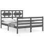 vidaXL Massivholzbett mit Kopfteil Grau 140x190 cm vidaXL Massivholzbett mit Kopfteil Grau 140x190 cm