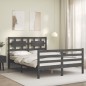 vidaXL Massivholzbett mit Kopfteil Grau 140x190 cm vidaXL Massivholzbett mit Kopfteil Grau 140x190 cm