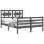 vidaXL Massivholzbett mit Kopfteil Grau 140x190 cm vidaXL Massivholzbett mit Kopfteil Grau 140x190 cm