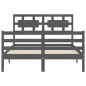 vidaXL Massivholzbett mit Kopfteil Grau 140x190 cm vidaXL Massivholzbett mit Kopfteil Grau 140x190 cm