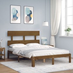 vidaXL Massivholzbett mit Kopfteil Honigbraun 120x200 cm