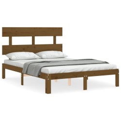 vidaXL Massivholzbett mit Kopfteil Honigbraun 120x200 cm