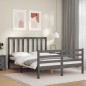 vidaXL Massivholzbett mit Kopfteil Grau 140x200 cm vidaXL Massivholzbett mit Kopfteil Grau 140x200 cm