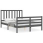 vidaXL Massivholzbett mit Kopfteil Grau 140x200 cm vidaXL Massivholzbett mit Kopfteil Grau 140x200 cm