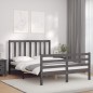 vidaXL Massivholzbett mit Kopfteil Grau 140x200 cm vidaXL Massivholzbett mit Kopfteil Grau 140x200 cm