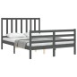 vidaXL Massivholzbett mit Kopfteil Grau 140x200 cm vidaXL Massivholzbett mit Kopfteil Grau 140x200 cm