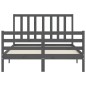 vidaXL Massivholzbett mit Kopfteil Grau 140x200 cm vidaXL Massivholzbett mit Kopfteil Grau 140x200 cm