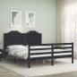 vidaXL Massivholzbett mit Kopfteil Schwarz 160x200 cm vidaXL Massivholzbett mit Kopfteil Schwarz 160x200 cm