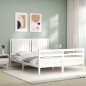 vidaXL Massivholzbett mit Kopfteil Weiß 160x200 cm vidaXL Massivholzbett mit Kopfteil Weiß 160x200 cm