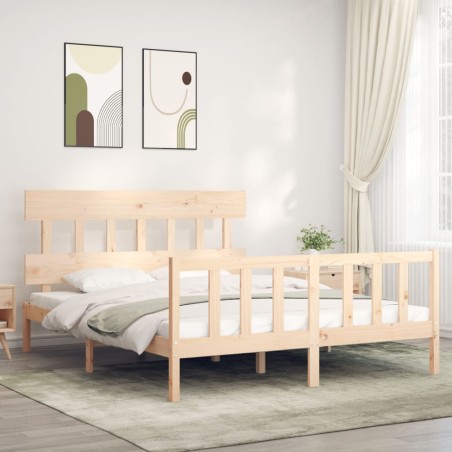 vidaXL Massivholzbett mit Kopfteil 160x200 cm