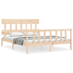 vidaXL Massivholzbett mit Kopfteil 160x200 cm