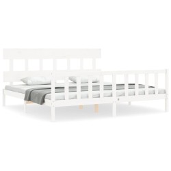 vidaXL Massivholzbett mit Kopfteil Weiß 200x200 cm