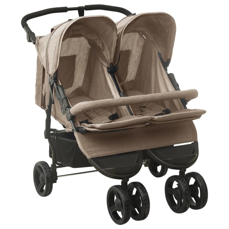 vidaXL Geschwisterwagen Taupe Stahl vidaXL Geschwisterwagen Taupe Stahl