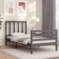 vidaXL Massivholzbett mit Kopfteil Grau 90x200 cm vidaXL Massivholzbett mit Kopfteil Grau 90x200 cm