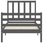 vidaXL Massivholzbett mit Kopfteil Grau 90x200 cm vidaXL Massivholzbett mit Kopfteil Grau 90x200 cm