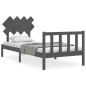vidaXL Massivholzbett mit Kopfteil Grau 90x200 cm vidaXL Massivholzbett mit Kopfteil Grau 90x200 cm