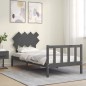 vidaXL Massivholzbett mit Kopfteil Grau 90x200 cm vidaXL Massivholzbett mit Kopfteil Grau 90x200 cm