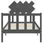 vidaXL Massivholzbett mit Kopfteil Grau 90x200 cm vidaXL Massivholzbett mit Kopfteil Grau 90x200 cm